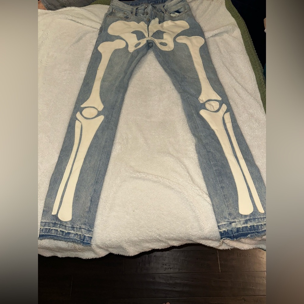 Skeleton Print Blue Jeans